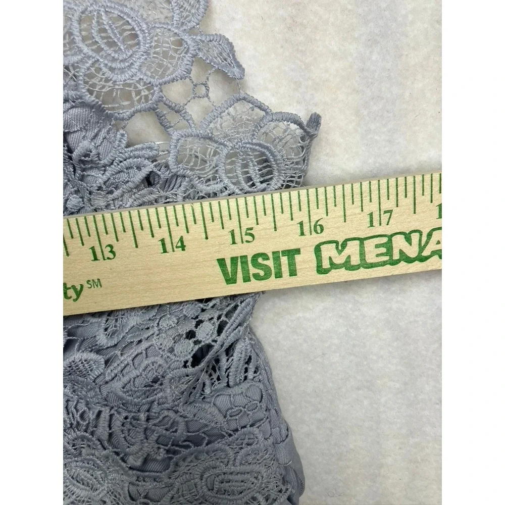 Heyson Lace Trim Tiered Mini Dress Gray Spaghetti Strap Women's‎ Size L